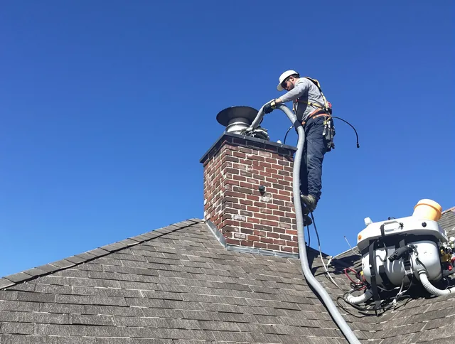 Dedicated Solon Chimney Sweep team member cleaning a chimney in Solon, OH