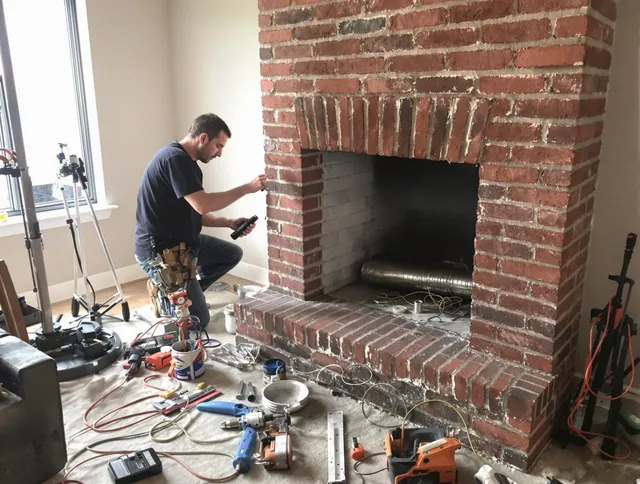 Solon Chimney Sweep specialist finalizing chimney liner service in Solon, OH