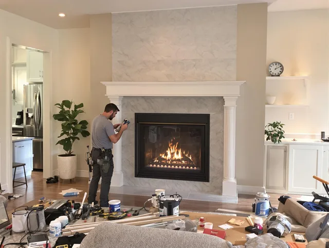 Newly installed fireplace by Solon Chimney Sweep in Solon, OH